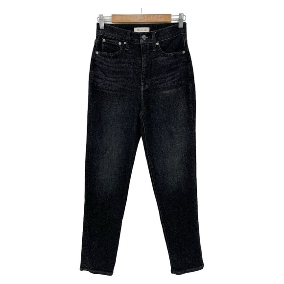 Madewell The Momjean Denim High Rise Stretch Ankle Black Hillshore Wash Size 25 - Picture 4 of 14